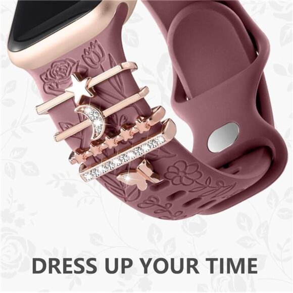 NEW Purple Apple Watch Band with Rose Gold Charms